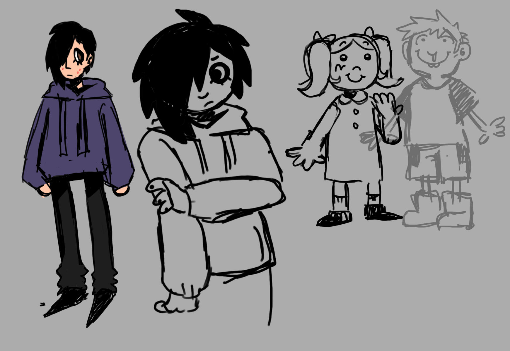 "Emo Teen" & Background Children Concept Art